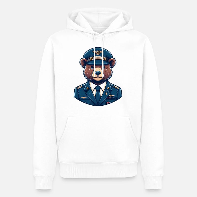 Pilote d’ours mignon - Sweat à capuche Premium bio Homme - blanc