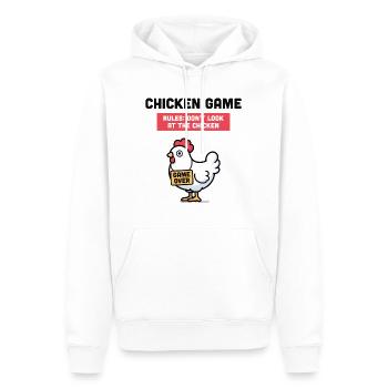 Jeu de poulet - Sweat à capuche Premium bio Homme - blanc - Devant - Nico (187cm)