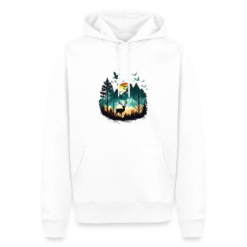 Cerf de paysage | Montagnes | Soleil - Sweat à capuche Premium bio Homme - blanc - Devant - Nico (187cm)