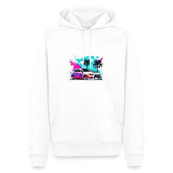 Miami Voiture 7 - Sweat à capuche Premium bio Homme - blanc - Devant - Nico (187cm)