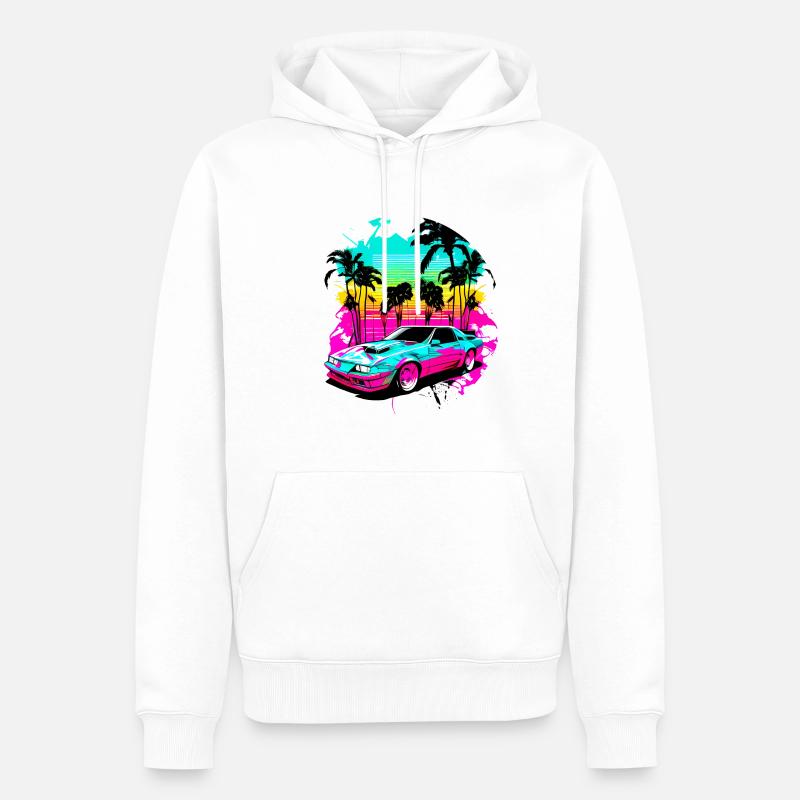 Miami Voiture 1 - Sweat à capuche Premium bio Homme - blanc