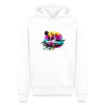 Miami Voiture 3 - Sweat à capuche Premium bio Homme - blanc - Devant - Nico (187cm)