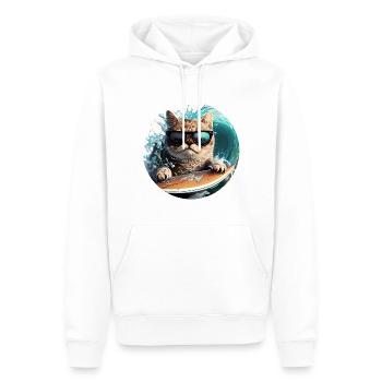 Surf Cat - Männer Premium Bio Hoodie - Weiß - Vorne - Nico (187cm)