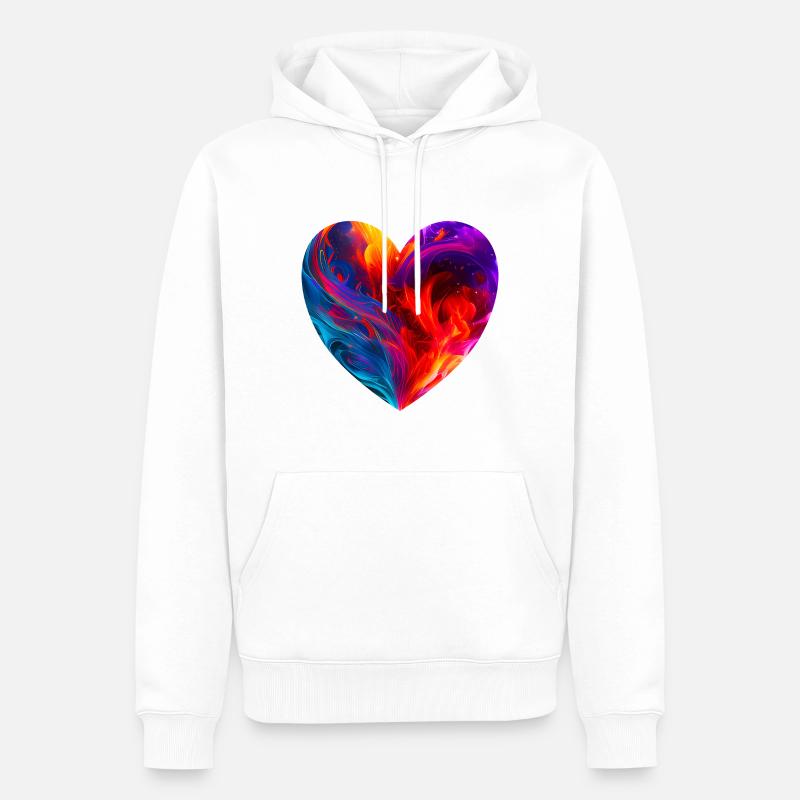 Buntes Herz mit Feuer - Männer Premium Bio Hoodie - Weiß