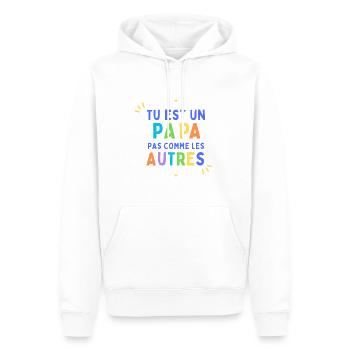 Tu est un papa pas comme les autres - Sweat à capuche Premium bio Homme - blanc - Devant - Nico (187cm)