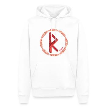 rune raido e 18 - Sweat à capuche Premium bio Homme - blanc - Devant - Nico (187cm)