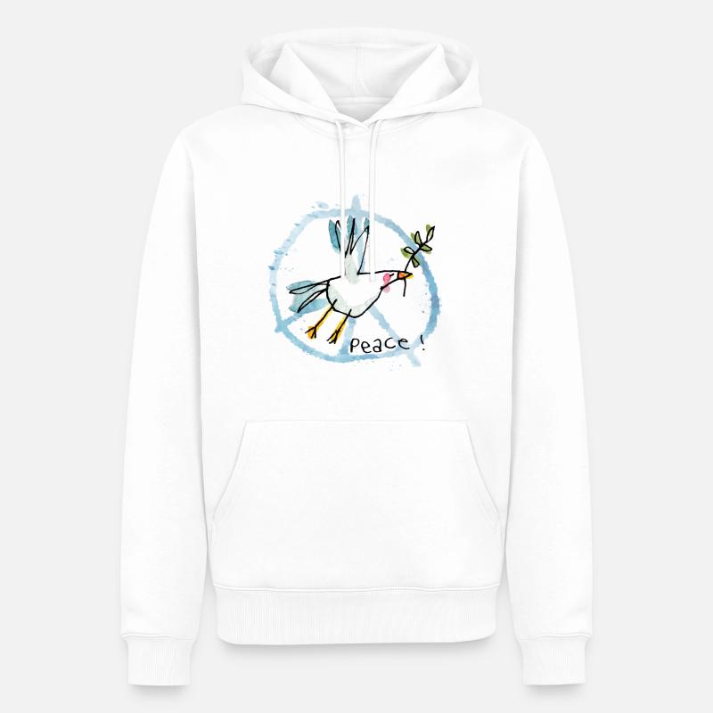 Peace / Peacemöwe / Light Edition - Männer Premium Bio Hoodie - Weiß