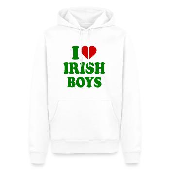 I love irish boys - Sweat à capuche Premium bio Homme - blanc - Devant - Nico (187cm)