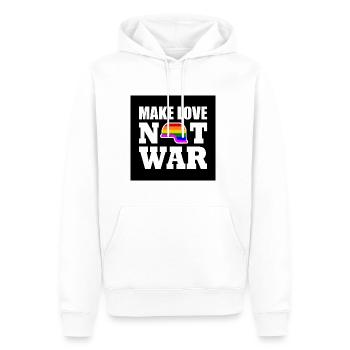 Make love not war - Sweat à capuche Premium bio Homme - blanc - Devant - Nico (187cm)