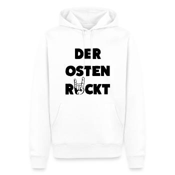 DER OSTEN ROCKT Ossi Motto - Männer Premium Bio Hoodie - Weiß - Vorne - Nico (187cm)