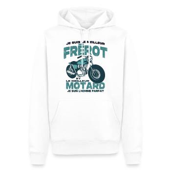 Le meilleur frèrot et le meilleur motard - Sweat à capuche Premium bio Homme - blanc - Devant - Nico (187cm)