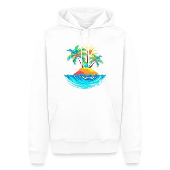 Island with palm trees in the sea - Abstract illustration - Men’s Premium Organic Hoodie - white - Front - Nico (187cm)