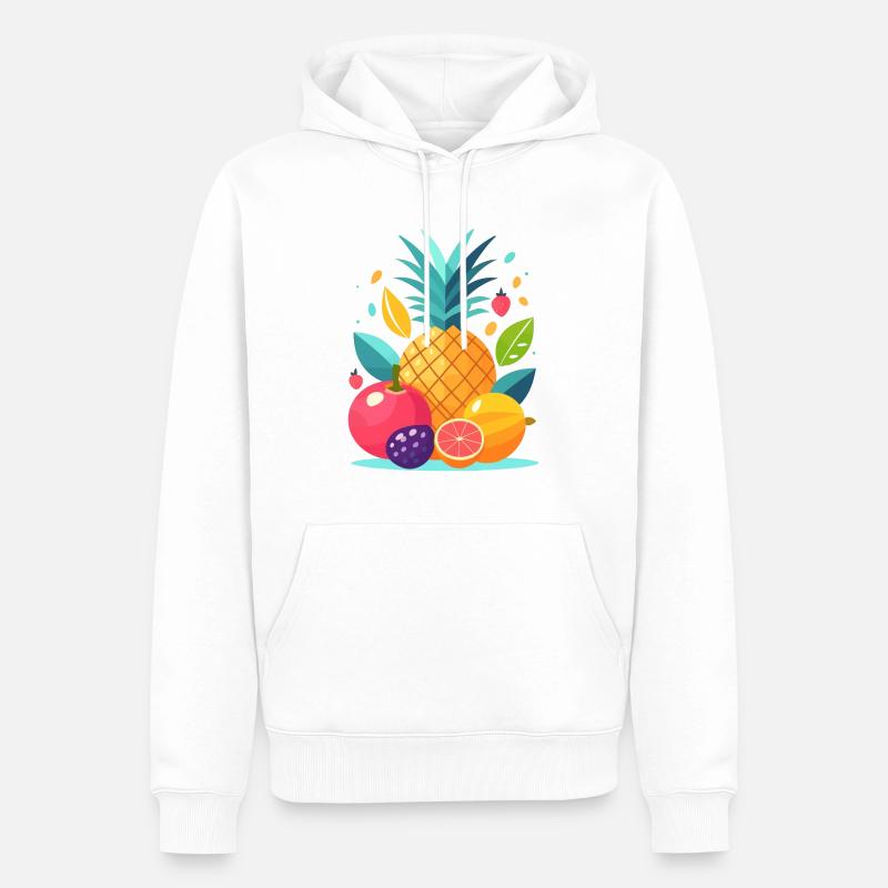 Fruits en design plat - Sweat à capuche Premium bio Homme - blanc