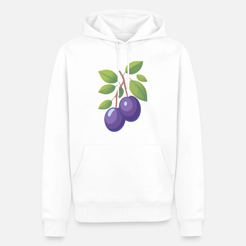 Prunes sur une branche - Sweat à capuche Premium bio Homme - blanc