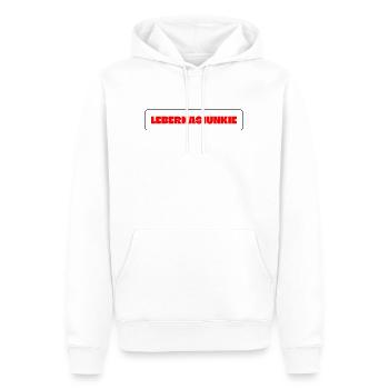 Bayern Leberkäse Leberkäsjunkie Label - Männer Premium Bio Hoodie - Weiß - Vorne - Nico (187cm)