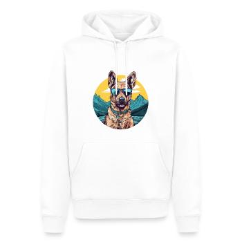 Cool German Shepherd with Sunglasses - Men’s Premium Organic Hoodie - white - Front - Nico (187cm)