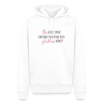 Du bist der Grund, warum ich glücklich bin - Männer Premium Bio Hoodie - Weiß - Vorne - Nico (187cm)