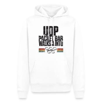 La barre de paquets UDP entre dans - Sweat à capuche Premium bio Homme - blanc - Devant - Nico (187cm)
