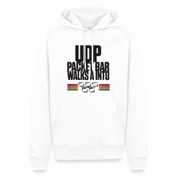 La barre de paquets UDP entre dans - Sweat à capuche Premium bio Homme - blanc - Devant - Nico (187cm)
