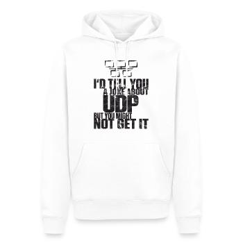 Joke about UDP but you might not get it - Männer Premium Bio Hoodie - Weiß - Vorne - Nico (187cm)