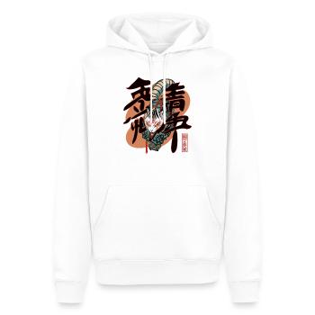 Japanische Kitsune Fuchs Drachen Tiger Kreatur - Männer Premium Bio Hoodie - Weiß - Vorne - Nico (187cm)
