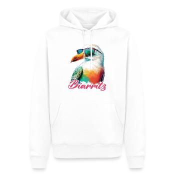 Biarritz Urlaub coole bunte Möwe mit Sonnenbrille - Männer Premium Bio Hoodie - Weiß - Vorne - Nico (187cm)