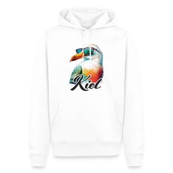 Kiel Holiday mouette colorée fraîche avec des lunettes de soleil - Sweat à capuche Premium bio Homme - blanc - Devant - Nico (187cm)
