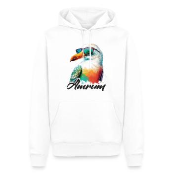 Amrum vacances mouette colorée fraîche avec des lunettes de soleil - Sweat à capuche Premium bio Homme - blanc - Devant - Nico (187cm)