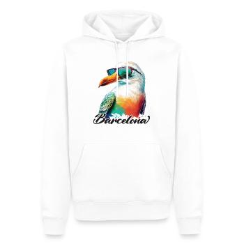 Barcelone Espagne Vacances Mouette avec lunettes de soleil - Sweat à capuche Premium bio Homme - blanc - Devant - Nico (187cm)