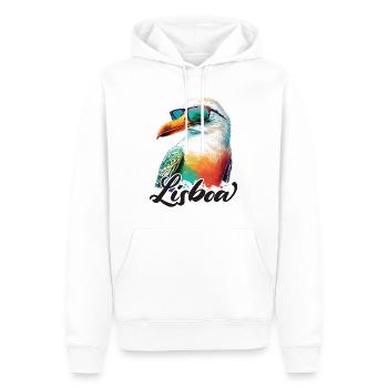 Mouette de vacances Lisboa Portugal avec lunettes de soleil - Sweat à capuche Premium bio Homme - blanc - Devant - Nico (187cm)