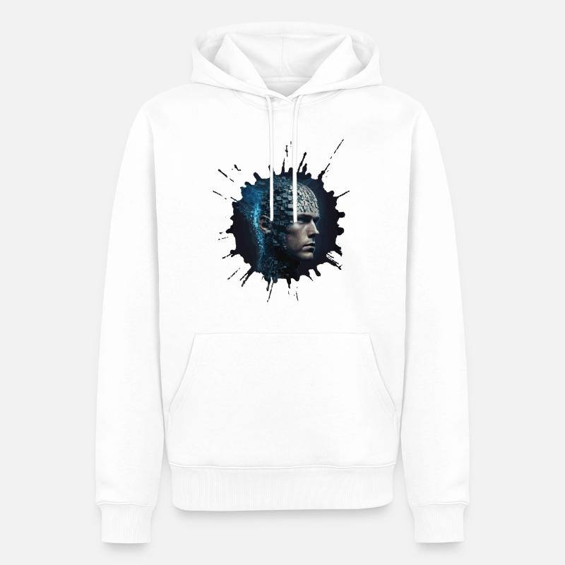 Digitale Evolution - Zukunftsvision Cyber Mensch - Männer Premium Bio Hoodie - Weiß