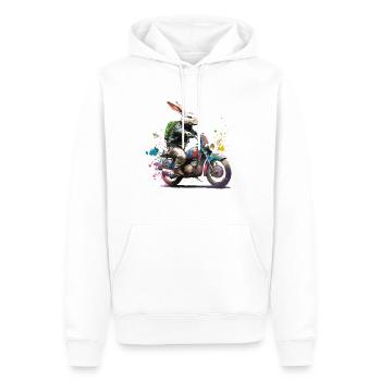 Graffiti lapin sur scooter moto - Sweat à capuche Premium bio Homme - blanc - Devant - Nico (187cm)