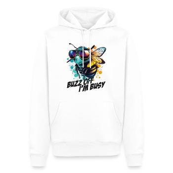 Hummel mit Sonnenbrille Buzz Off I'm Busy - Männer Premium Bio Hoodie - Weiß - Vorne - Nico (187cm)