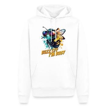 Hummel mit Sonnenbrille Buzz Off I'm Busy - Männer Premium Bio Hoodie - Weiß - Vorne - Nico (187cm)