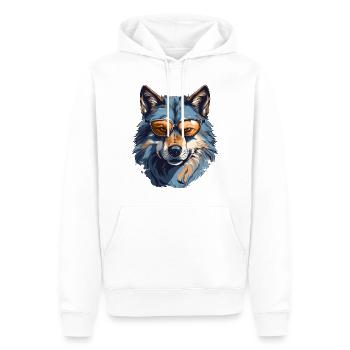 Loup gris dans le style de rue | Amoureux des loups - Sweat à capuche Premium bio Homme - blanc - Devant - Nico (187cm)