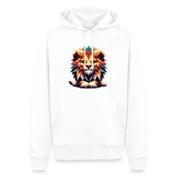 Colorful Lion Head Lion Boy Polygon Geometric - Men’s Premium Organic Hoodie - white - Front - Nico (187cm)