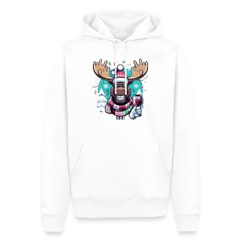 Vin de Noël de renne d’orignal - Sweat à capuche Premium bio Homme - blanc - Devant - Nico (187cm)