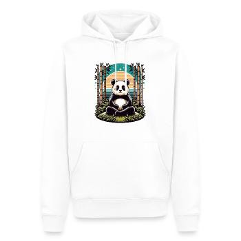 Panda Buddha monk praying in bamboo temple - Men’s Premium Organic Hoodie - white - Front - Nico (187cm)