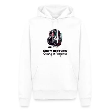 Gamer Shirt Don't disturb Gaming in Progress - Männer Premium Bio Hoodie - Weiß - Vorne - Nico (187cm)