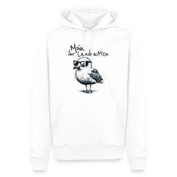 Moin ihr Landratten Lustiger Möwe Spruch - Männer Premium Bio Hoodie - Weiß - Vorne - Nico (187cm)