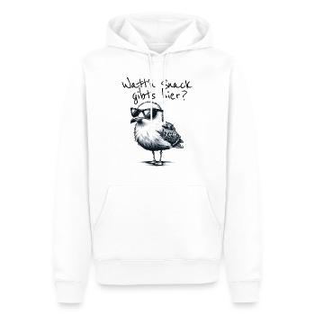 Watt'n Snack gibts hier Coole Möwe Nordsee Spruch - Männer Premium Bio Hoodie - Weiß - Vorne - Nico (187cm)