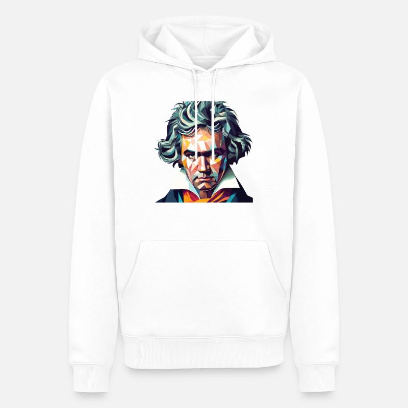 Beethoven Polygon Geometrische Kunst - Männer Premium Bio Hoodie - Weiß