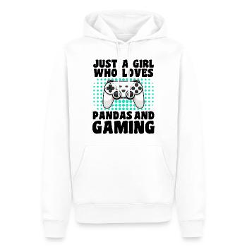 Gamer und Pandas Videospiele und umweltfreundliche Abenteuer - Männer Premium Bio Hoodie - Weiß - Vorne - Nico (187cm)