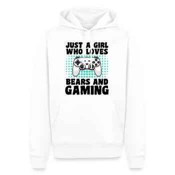 Gamer et Ours : Jeux Vidéo et Aventure Sauvage - Sweat à capuche Premium bio Homme - blanc - Devant - Nico (187cm)