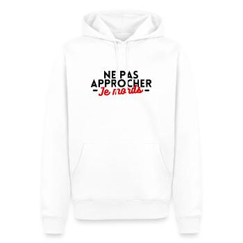 Ne pas approcher je mords - Sweat à capuche Premium bio Homme - blanc - Devant - Nico (187cm)