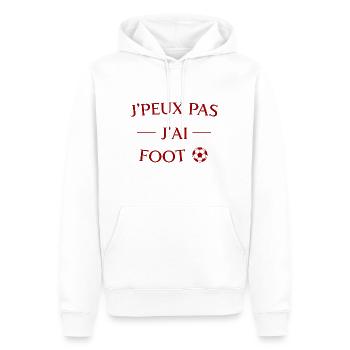 J'PEUX PAS J'AI FOOT - Sweat à capuche Premium bio Homme - blanc - Devant - Nico (187cm)