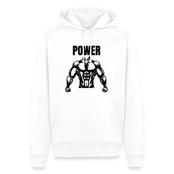 Power - Männer Premium Bio Hoodie - Weiß - Vorne - Nico (187cm)