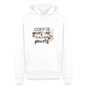 Coffee Gives Me Teacher Powers - Men’s Premium Organic Hoodie - white - Front - Nico (187cm)