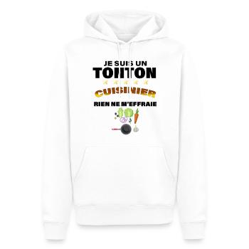 Tonton a la cuisine Oncle cuisinier - Sweat à capuche Premium bio Homme - blanc - Devant - Nico (187cm)
