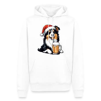 Border Collie Dog Bière de Noël - Sweat à capuche Premium bio Homme - blanc - Devant - Nico (187cm)